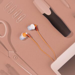 Panasonic ErgoFit In-Ear Earbud Headphones RP-HJE120-D (Orange) Dynamic Crystal Clear Sound, Ergonomic Comfort-Fit