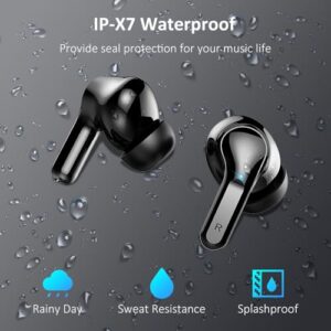 Wireless Earbud, Bluetooth Headphones 5.3 NEW 40H Ear Buds Bass Stereo Earphones Noise Cancelling Earbud with 4 ENC Mic in-Ear Bluetooth Earbud USB-C LED Display IP7 Waterproof Sport for Android iOS