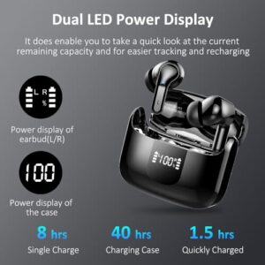 Wireless Earbud, Bluetooth Headphones 5.3 NEW 40H Ear Buds Bass Stereo Earphones Noise Cancelling Earbud with 4 ENC Mic in-Ear Bluetooth Earbud USB-C LED Display IP7 Waterproof Sport for Android iOS