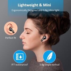 Wireless Earbud, Bluetooth Headphones 5.3 NEW 40H Ear Buds Bass Stereo Earphones Noise Cancelling Earbud with 4 ENC Mic in-Ear Bluetooth Earbud USB-C LED Display IP7 Waterproof Sport for Android iOS