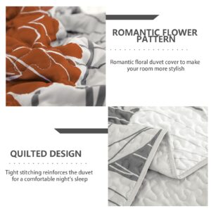 Floral Pattern Quilt Set Queen Burnt Orange Bedspread 3 Pieces Coverlet Soft Lightweight Bed Cover with 2 Pillow Shams for All Season 96"x90"