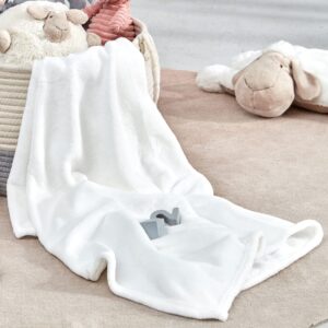 sleep zone flannel fleece baby sublimation blanket 30x40 inches - soft fuzzy plush white kids bed travel blanket throw for girls, boys, toddlers, puppies