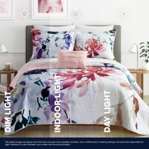 Chic Home Monte Palace 3 Piece Reversible Quilt Set Floral Watercolor Design Bedding - Decorative Pillow Sham Included, Twin