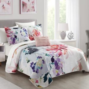 Chic Home Monte Palace 3 Piece Reversible Quilt Set Floral Watercolor Design Bedding - Decorative Pillow Sham Included, Twin