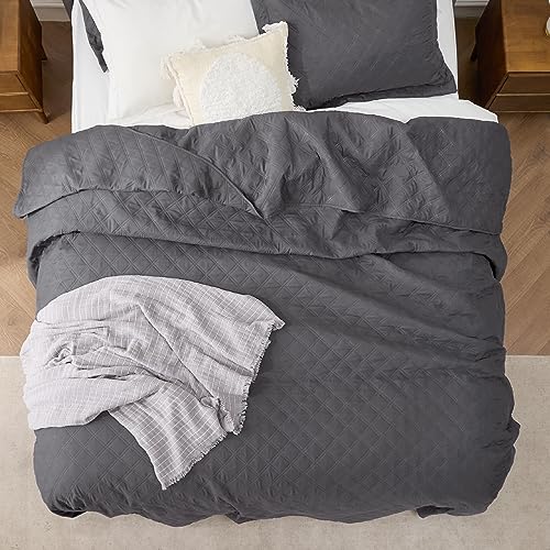 Bedsure King Size Quilt Set - Soft Ultrasonic Quilt King Size - Diamond Bedspread King Size - Lightweight Bedding Coverlet for All Seasons (Includes 1 Grey Quilt, 2 Pillow Shams)