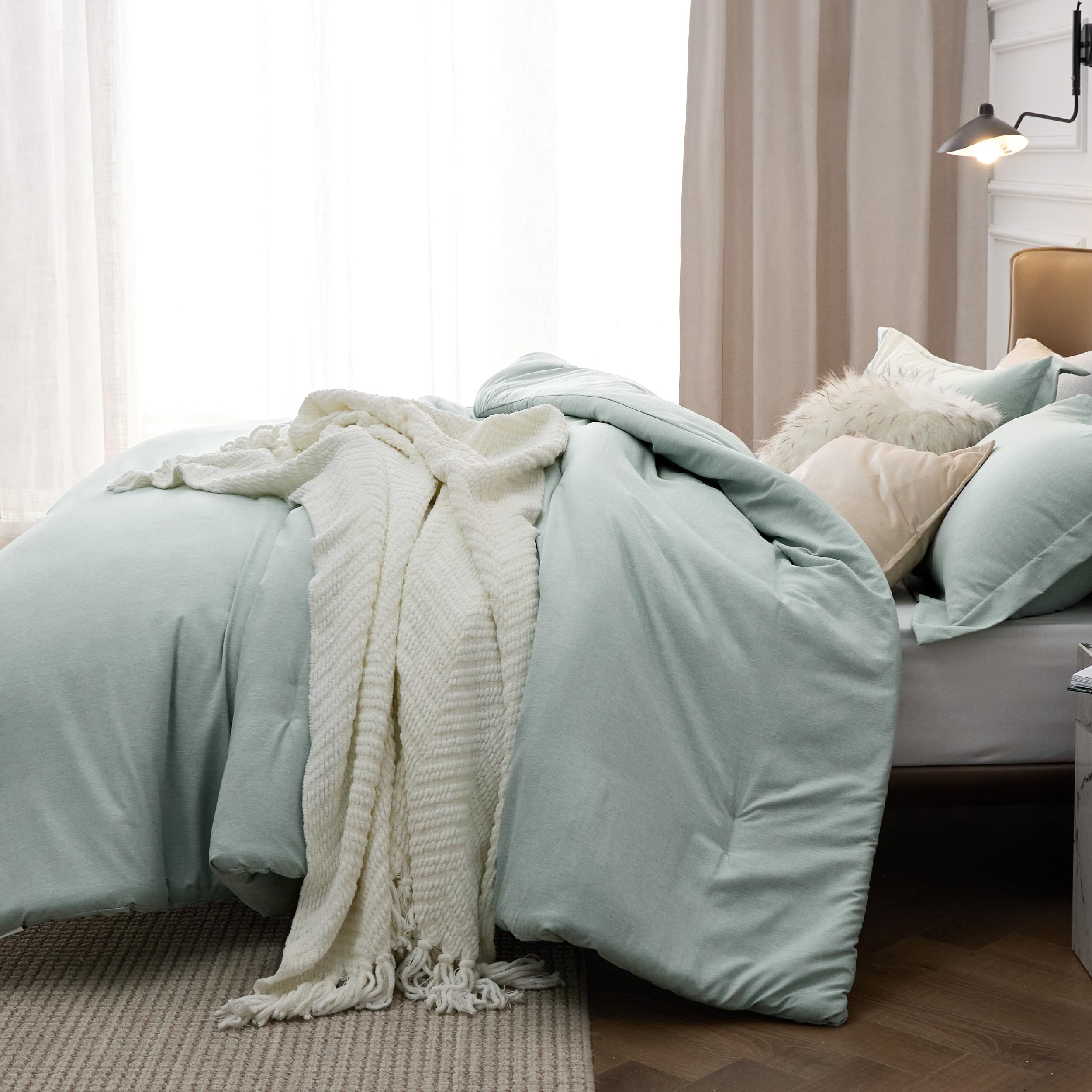 Bedsure Full Comforter Set - Sage Green Full Size Comforter, Soft Bedding for All Seasons, Cationic Dyed Bedding Set, 3 Pieces, 1 Comforter (82"x86") and 2 Pillow Shams (20"x26"+2")