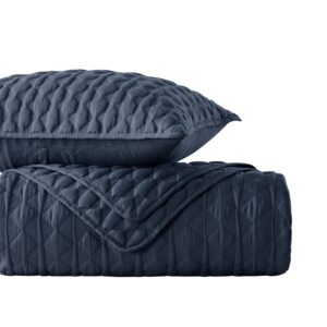 WDCOZY Navy Blue Quit Twin Size Bedding Sets with Pillow Sham, Lightweight Soft Bedspread Coverlet, Quilted Blanket Thin Comforter Bed Cover, All Season Spring Summer, 2 Pieces, 68x90 inches