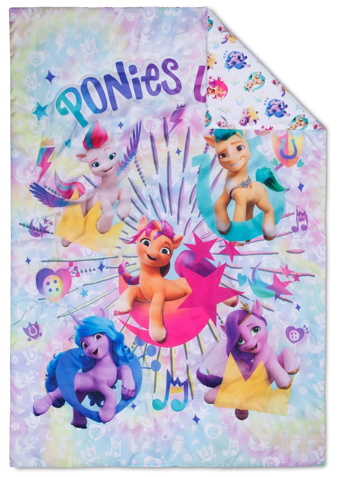 My Little Pony 4 Piece Toddler Bedding Set - includes Quilted Comforter, Fitted Sheet, Top Sheet, and Pillow Case Character Design for Toddler Bed