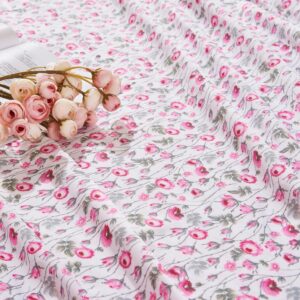 Twin Sheet Set 3PC Printed Pink Flower Pattern Cooling 1800 Microfiber with Deep Pocket, Soft, Breathable, Hypoallergenic, Wrinkle Free, Single Bedding for Kids, College Dorm, Hospital - (Rose Floral)