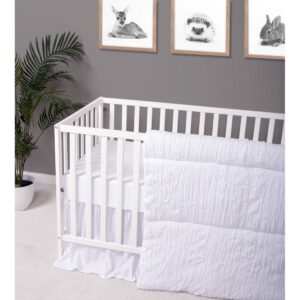 Trend Lab Simply White 3 Piece Crib Bedding Set, Sewn with Elegant Ruching, includes Quilt, Fitted Crib Sheet and Skirt