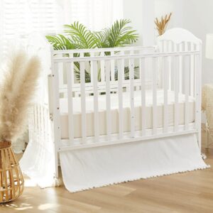 Brandream Gender Neutral Boho Bohemian Baby Girl Boy Nursery Crib Bedding Set 3 Pieces Solid White Farmhouse Chic Unisex Minimalist Tassel Fringe Macrame Cozy 100% Washed Cotton