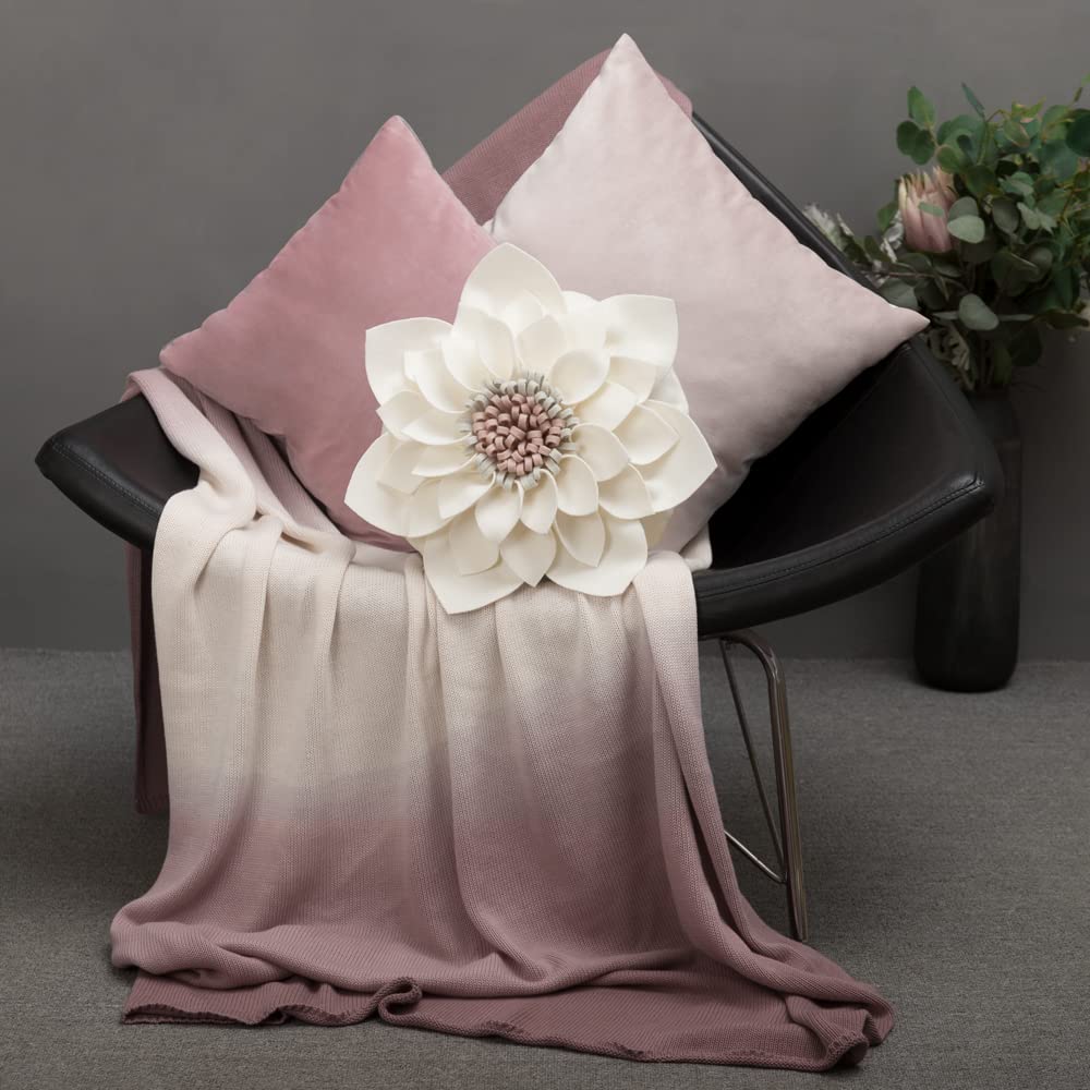 KINGROSE 3D Flower Throw Pillow Decorative Accent Pillow Round Cushion for Sofa Couch Chair Bedroom Home Decor 14 Inches Cream