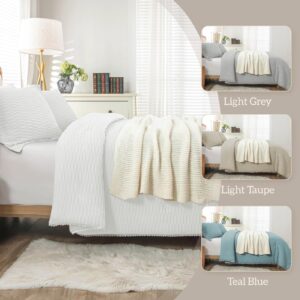 Homelike Moment Boho King Size Comforter Set White, 3 Pcs Lightweight Warm Jacquard King Bedding Comforter Set for All Seasons, Down Alternative Soft Comforter Sets King Size Bed with 2 Pillow Shams