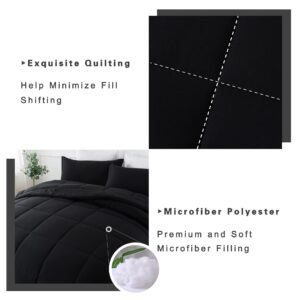 DOWNCOOL King Size Comforter Set -All Season Bedding Comforters Sets with 2 Pillow Cases -3 Pieces Bed Set Down Alternative King Bedding Set -Black King Comforter Set(102"x90")