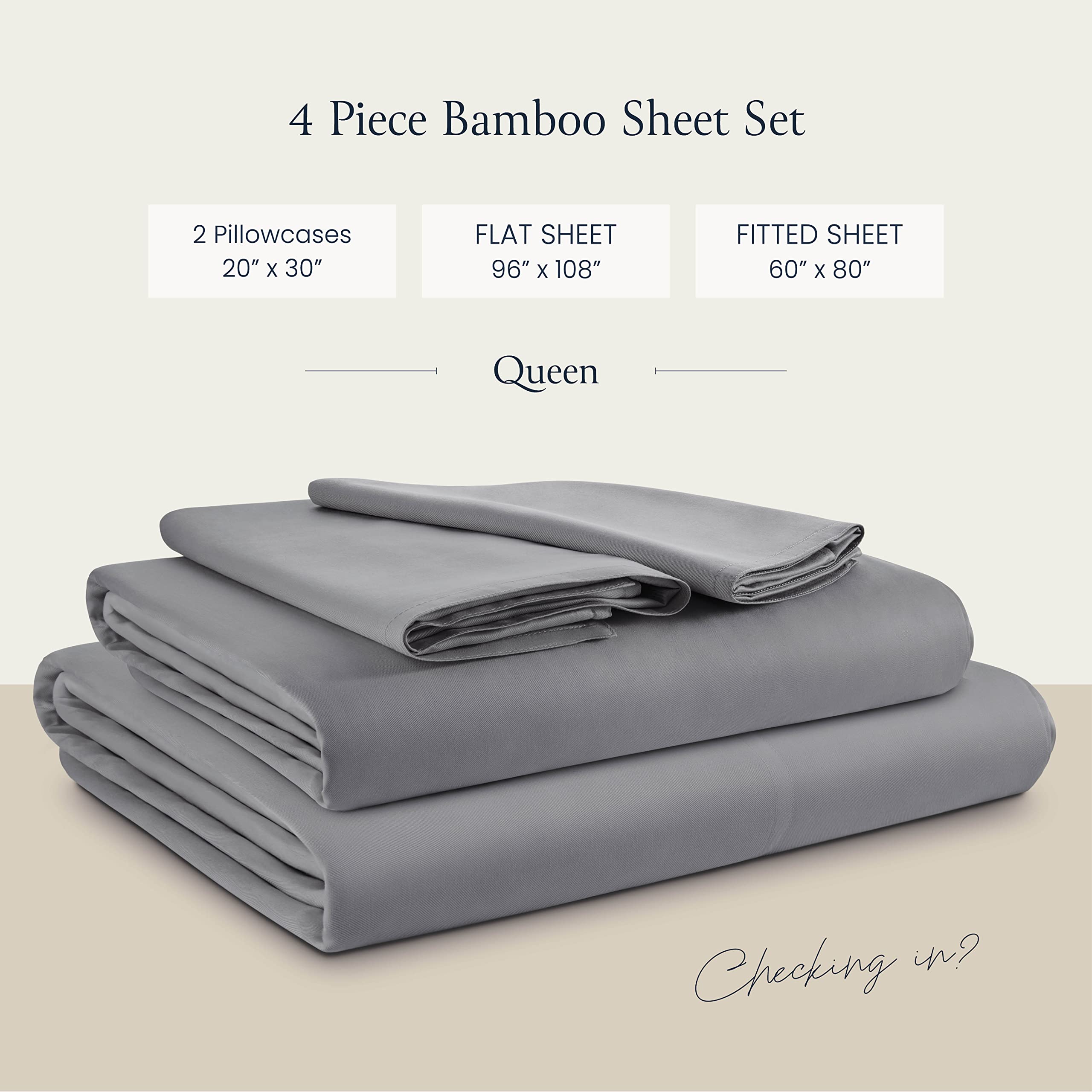 BELADOR Viscose Bamboo Sheets Queen - Silky Luxury Bed Sheets Cooling Sheets Set - Soft Satin Bed Sheet Set - 16 Inch Deep Pocket - Hotel Sheets Bedding Set Flat Sheet + Fitted Sheet + 2 Pillowcase