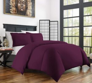 thesignature premium duvet cover sets-100% egyptian cotton duvet set purple -comforter cover with zipper closure & corner ties luxurious quilt cover 1-duvet cover (purple, queen/full)