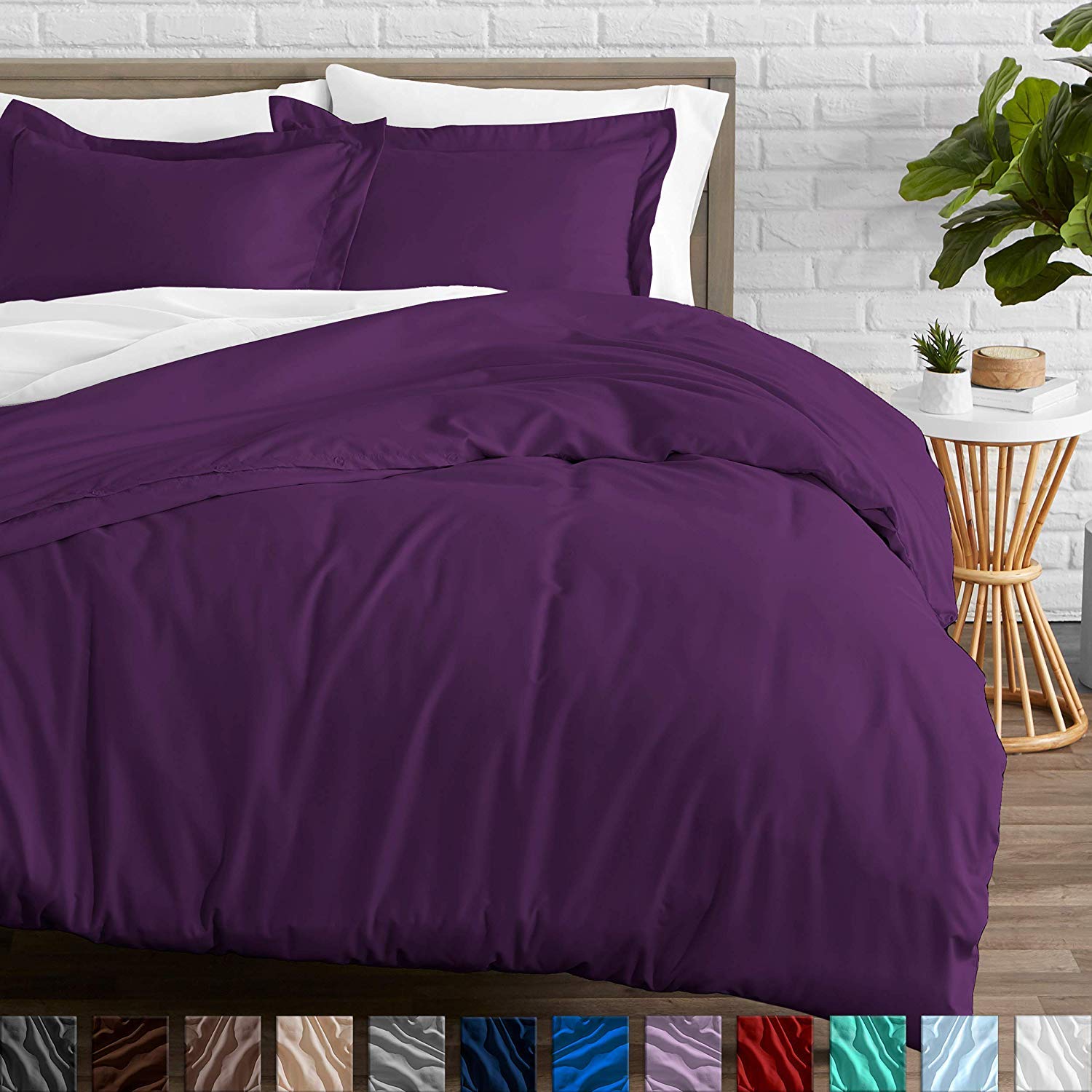 TheSignature Premium Duvet Cover Sets-100% Egyptian Cotton Duvet Set Plum -Comforter Cover with Zipper Closure & Corner Ties Luxurious Hotel Collection 1-Duvet Cover (Plum, Queen/Full)