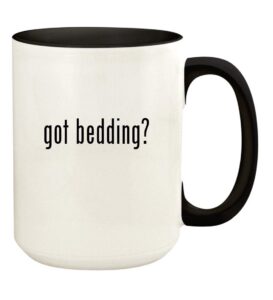 knick knack gifts got bedding? - 15oz ceramic colored handle and inside coffee mug cup, black