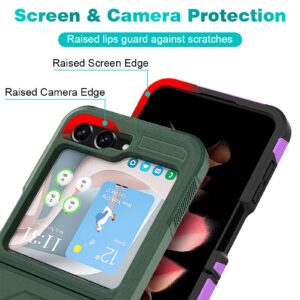 Ailiber for Galaxy Z Flip 5 Case, Samsung Z Flip5 Phone case with Screen Protector, Ring Kickstand for Magnetic Car Mount, Heavy Duty, Shockproof Protective Rugged Cover for Galaxy Z Flip5-Green