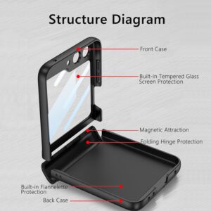 TOPSEM Case for Samsung Galaxy Z Flip 5 Built in External Screen Protector and Hinge Protection,Heavy Duty Shockproof Anti-Scratch Full Body Protective Phone Cover for Galaxy Z Flip 5 5G(Black)