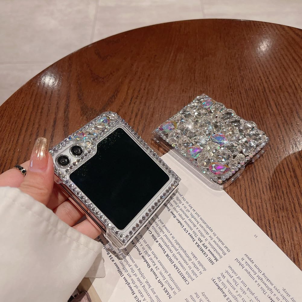 Case for Samsung Galaxy Z Flip 5,Samsung Z Flip 5 Stylish Pretty Bling Beauty TPU Case Slim Hybrid Shockproof Bumper Raised Edge Cover for Samsung Galaxy Z Flip 5 for Girls Women Silver