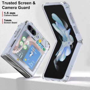 OOK Clear Design for Samsung Galaxy Z Flip 5 Case with Flower Clear Floral Phone Case Shockproof Hard PC Back Protective Cover for Women Girls Green Flower Case for Galaxy Z Flip 5 (wild-flowers)