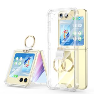 Designed for Samsung Galaxy Z Flip 5 Case Clear with Ring, Anti-Fall Shockproof Protective Phone Cover Case Compatible with Galaxy Z Flip 5 Case 5 G 2023 (Clear)