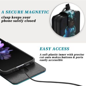 Singolas for Galaxy Z Flip 5 Case, Butterfly Samsung Z Flip 5 Case Wallet Card Holder Slot Leather Flip Protective Samsung Galaxy Z Flip 5 Case with Ring Shockproof Pocket Case for Samsung Z Flip 5 5G