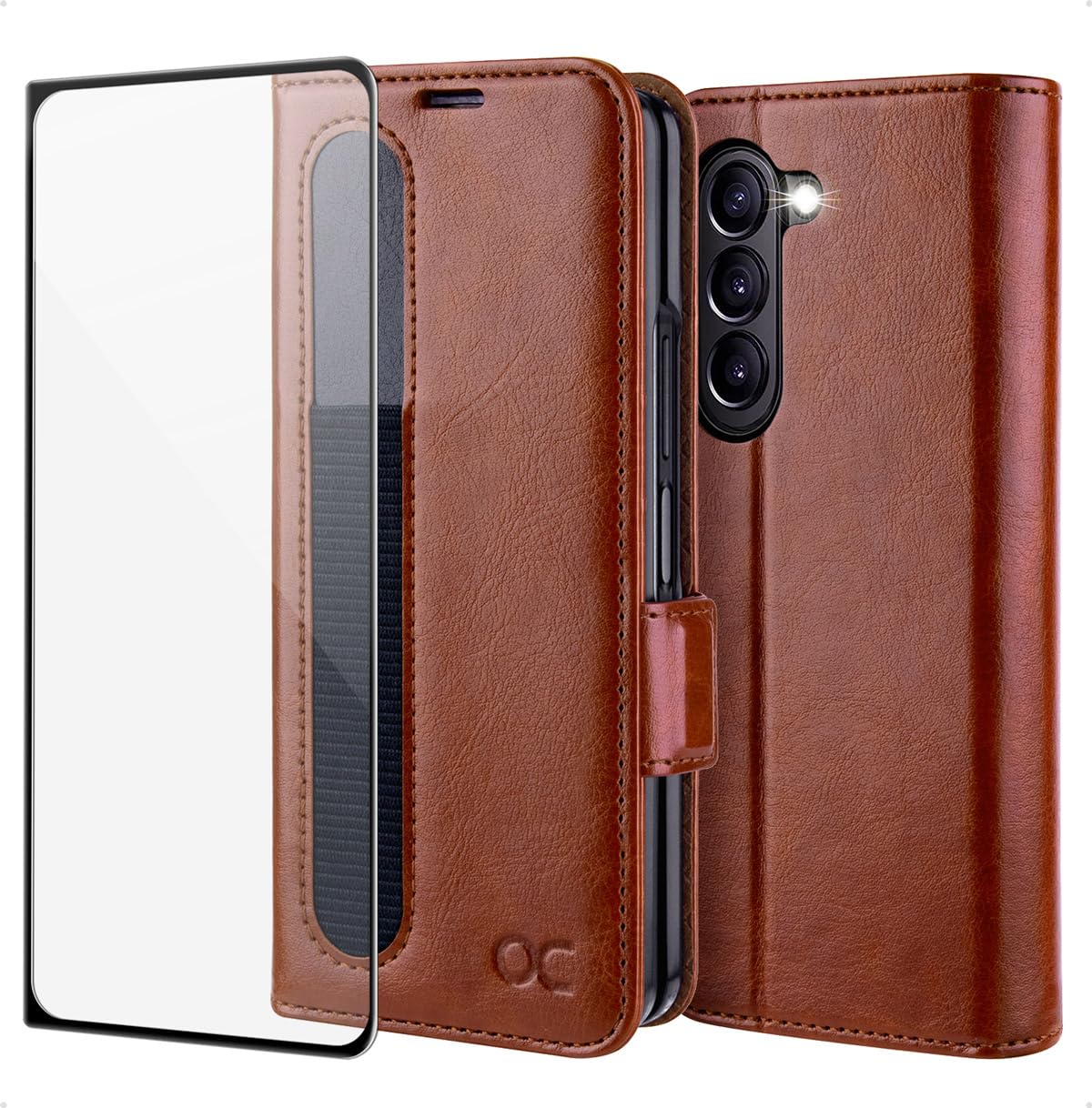 OCASE for Samsung Galaxy Z Fold 5 5G Wallet Case with S Pen Holder, [Updated Version] PU Leather Flip Folio, Card Slots, RFID Blocking, Kickstand, Phone Cover for Galaxy Z Fold5 2023-Brown