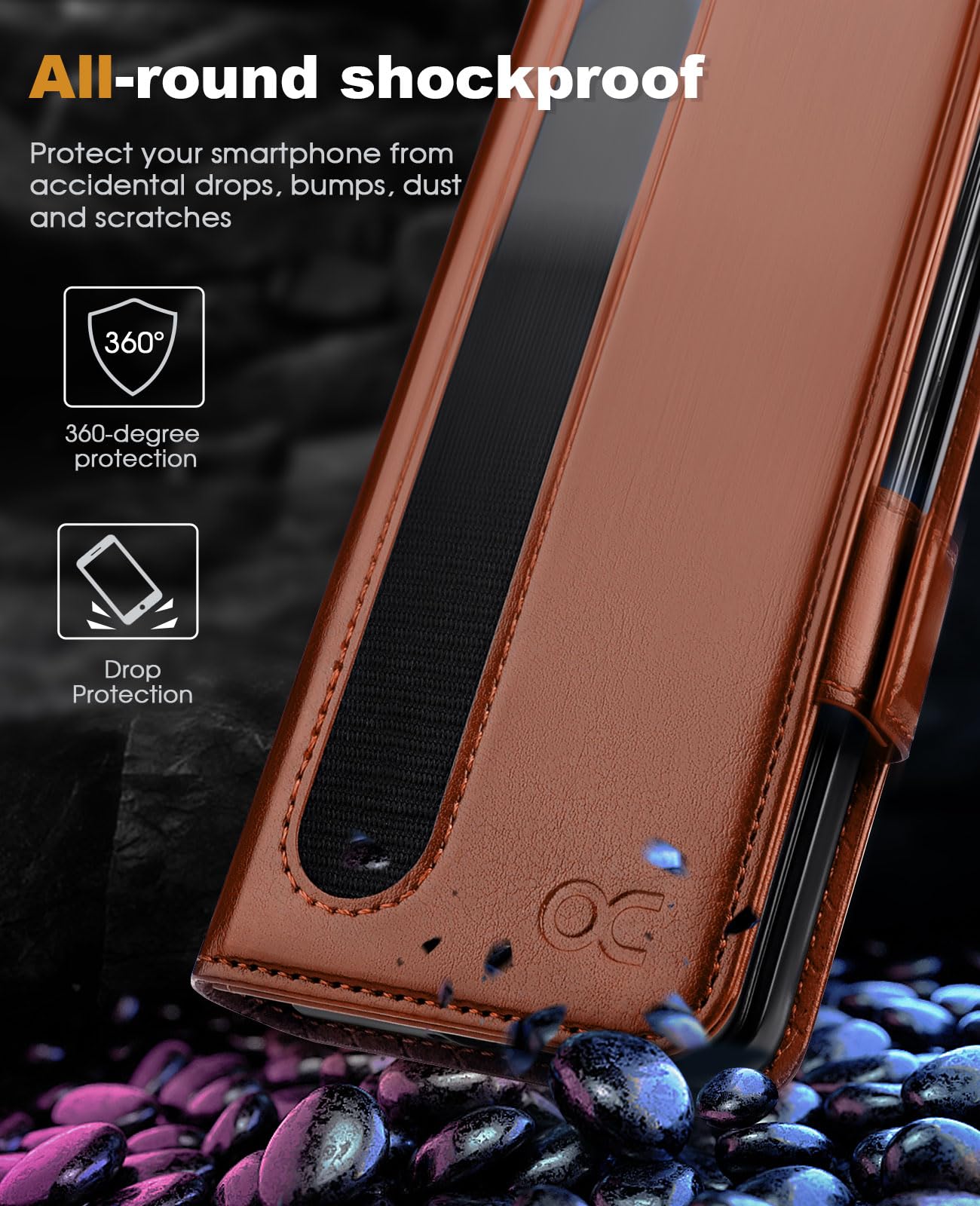 OCASE for Samsung Galaxy Z Fold 5 5G Wallet Case with S Pen Holder, [Updated Version] PU Leather Flip Folio, Card Slots, RFID Blocking, Kickstand, Phone Cover for Galaxy Z Fold5 2023-Brown