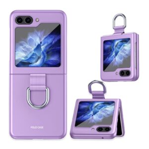 kowauri for samsung galaxy z flip 5 5g case with ring,slim anti-fall shockproof protective phone cover case for samsung galaxy z flip 5 5g 2023 (purple)