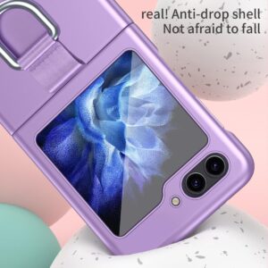 Kowauri for Samsung Galaxy Z Flip 5 5G Case with Ring,Slim Anti-Fall Shockproof Protective Phone Cover Case for Samsung Galaxy Z Flip 5 5G 2023 (Purple)