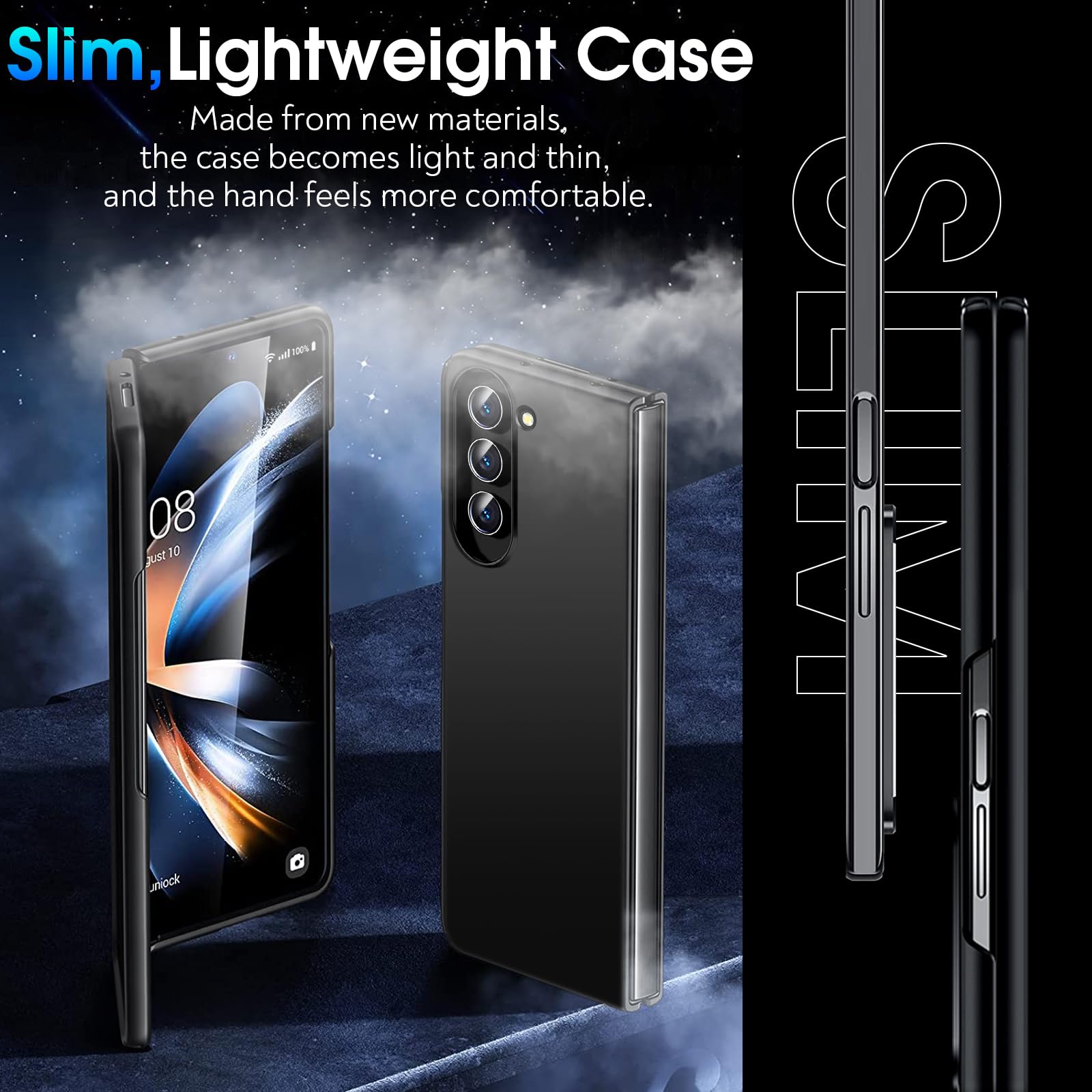 for Samsung Galaxy Z Fold 5 Case, Ultra Slim Phone Case Lightweight Wear-Resistant PC Material Hard Galaxy Z Fold 5 5G Flip Cover for Samsung Galaxy Z Fold 5 5G Protective Shell (Black)