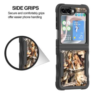 CoverON Heavy Duty Designed for Samsung Galaxy Z Flip5 Case, Rugged Military Grade A Hard Plastic Hybrid TPU Rubber Grip Protective Rigid Armor Cover Fit Samsung Galaxy Z Flip 5 Phone Case - Camo