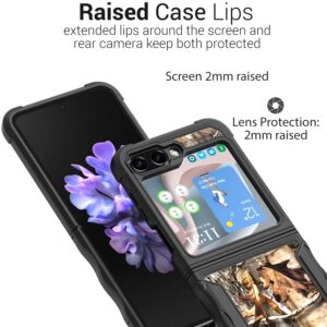 CoverON Heavy Duty Designed for Samsung Galaxy Z Flip5 Case, Rugged Military Grade A Hard Plastic Hybrid TPU Rubber Grip Protective Rigid Armor Cover Fit Samsung Galaxy Z Flip 5 Phone Case - Camo