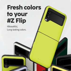 GOOSPERY Galaxy Z Flip 4 / Z Flip 3 Wallet Case with Card Holder, Protective Dual Layer Bumper Phone Case, Lime