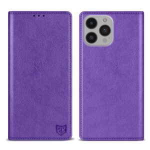 ZZXX for iPhone 14 Pro Wallet Case with [RFID Blocking] Card Slot Stand Strong Magnetic Leather Flip Fold Protective Phone Case for iPhone 14 Pro Case Wallet(Purple-6.1 inch)