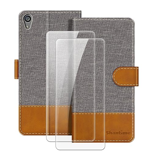 MILEGAO Leather Case for Sony Xperia Z5 Magnetic Phone Case with Wallet and Card Slot + [2 Pack] Tempered Glass Screen Protector for Sony Xperia Z5 Dual (5.2”)