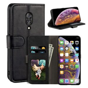 milegao case for lenovo z5 pro, magnetic pu leather wallet-style business phone case,fashion flip case with card slot and kickstand for lenovo z5 pro gt 6.39 inches-black