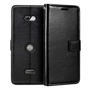 Shantime for Crosscall Core-Z5 Case, Premium PU Leather Magnetic Flip Case Cover with Card Holder and Kickstand for Crosscall Core-Z5 (6.08”) Black