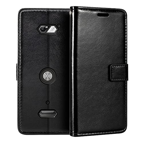 Shantime for Crosscall Core-Z5 Case, Premium PU Leather Magnetic Flip Case Cover with Card Holder and Kickstand for Crosscall Core-Z5 (6.08”) Black