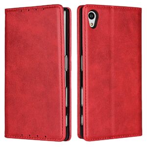 smartphone flip cases leather wallet case for sony xperia z5, premium vegan leather case [shockproof tpu inner shell] slim shockproof protective phone case compatible with sony xperia z5 flip cases (