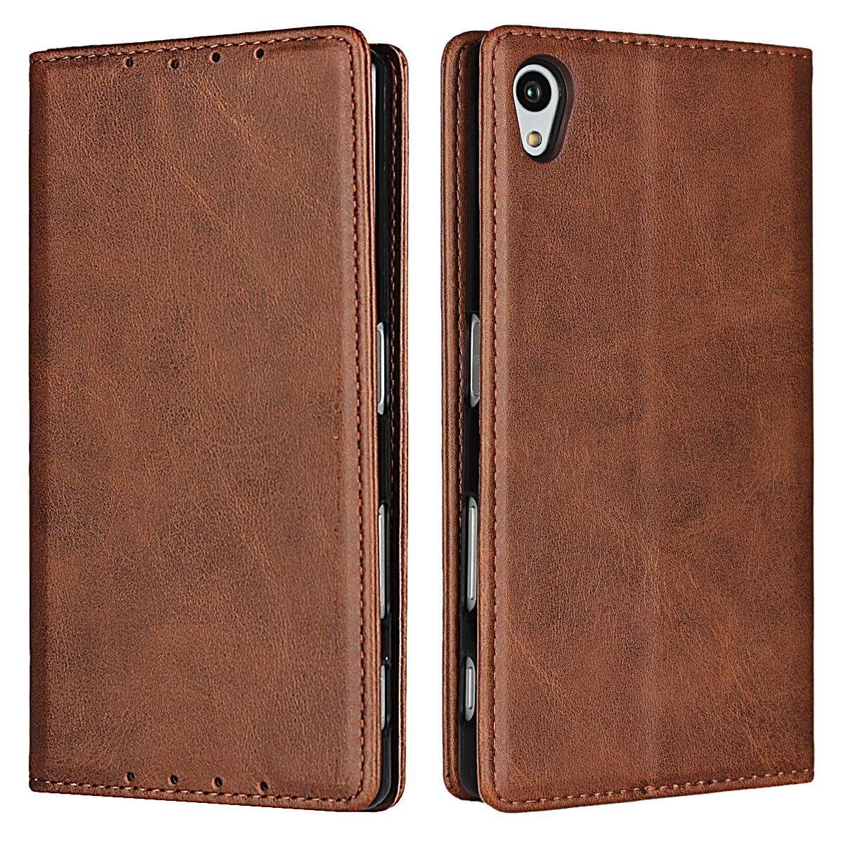 Smartphone Flip Cases Leather Wallet Case for Sony Xperia Z5, Premium Vegan Leather Case [Shockproof TPU Inner Shell] Slim Shockproof Protective Phone Case Compatible with Sony Xperia Z5 Flip Cases (