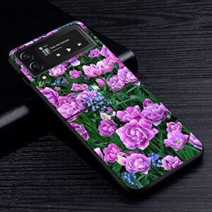 phone case for samsung galaxy z flip 3 z flip 4 5g black hard pc cover purple lavender flowers,z5,for z flip 3 5g