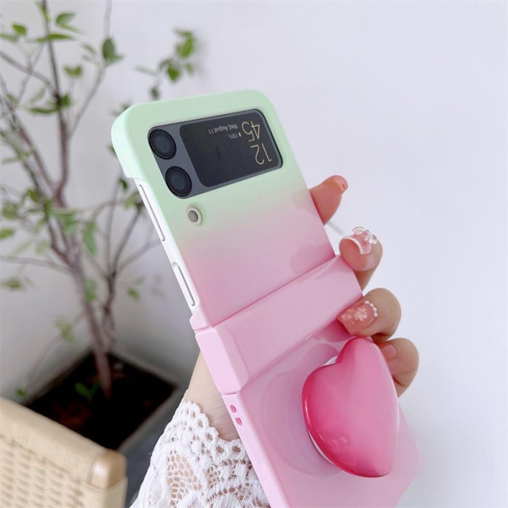 Cute Love Heart Stand Phone Case for Samsung Galaxy Z Flip 4 3 ZFlip3 zflip4 Hard Cover Holder Solid Shell Bracket,Z5,for Z Flip 4