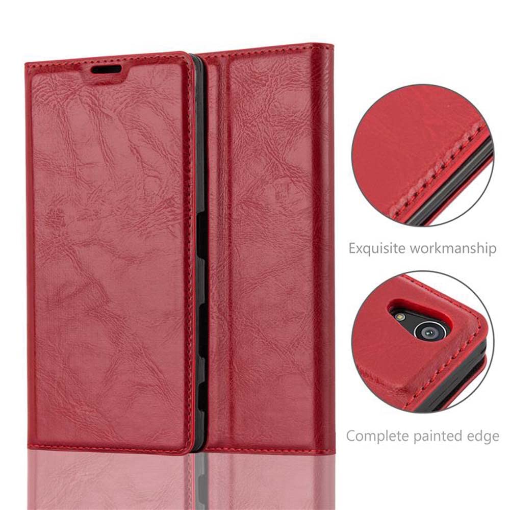 Cadorabo Book Case Compatible with Sony Xperia Z5 Premium in Apple RED - with Magnetic Closure, Stand Function and Card Slot - Wallet Etui Cover Pouch PU Leather Flip