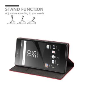 Cadorabo Book Case Compatible with Sony Xperia Z5 Premium in Apple RED - with Magnetic Closure, Stand Function and Card Slot - Wallet Etui Cover Pouch PU Leather Flip