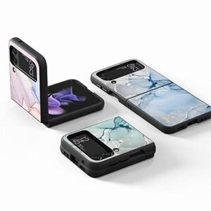 Granite Marble Phone Case for Samsung Galaxy Z Flip 3 Z Flip 3 5G Flip3 Flip4 Black Hard PC Cover,Z5,for Z Flip 3 5G