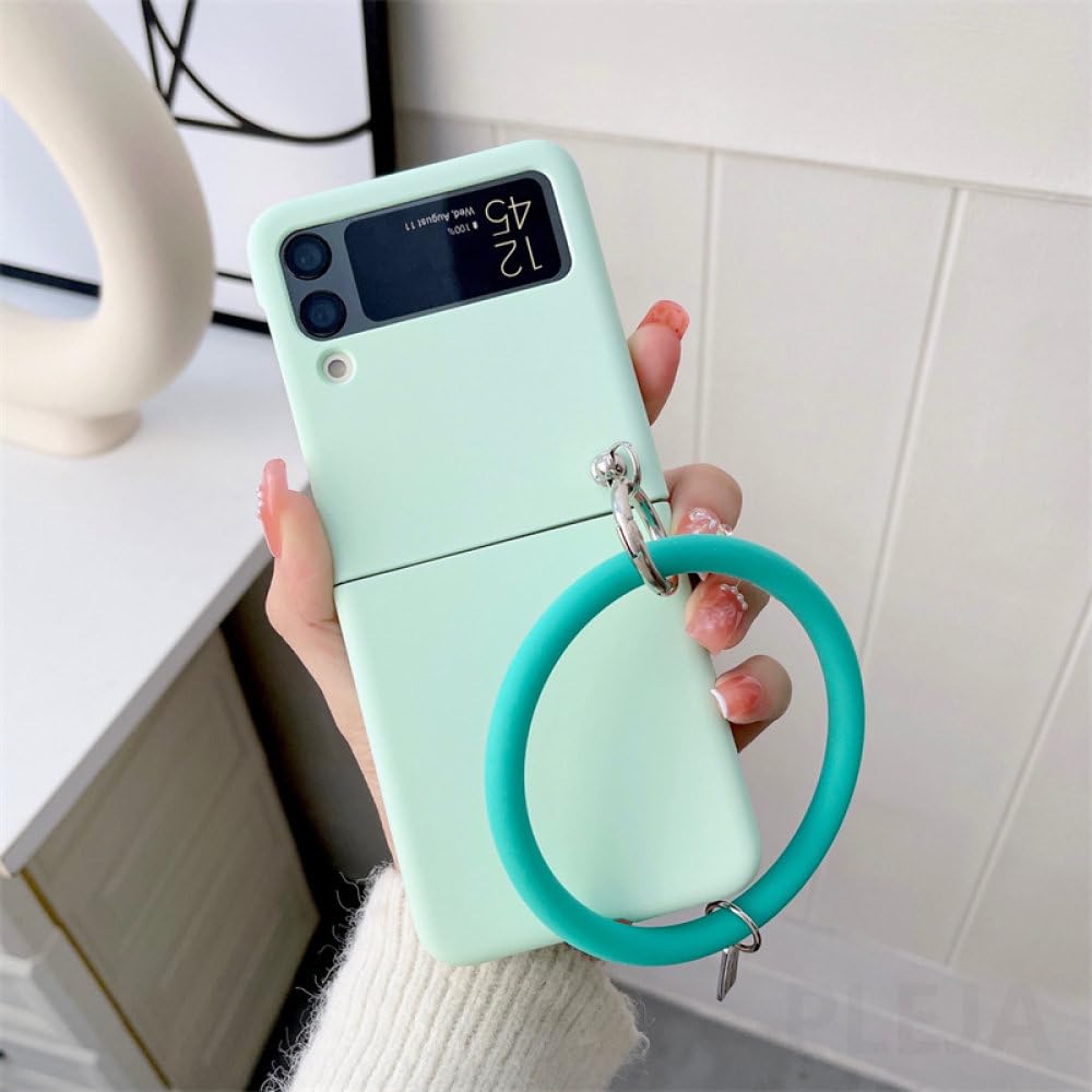 Rubber Bracelet Phone Case for Samsung Galaxy Z Flip 3 Flip3 ZFlip3 Hard PC Cover Plain Color Shell Hand Ring,Z5,for Galaxy Z Flip 3