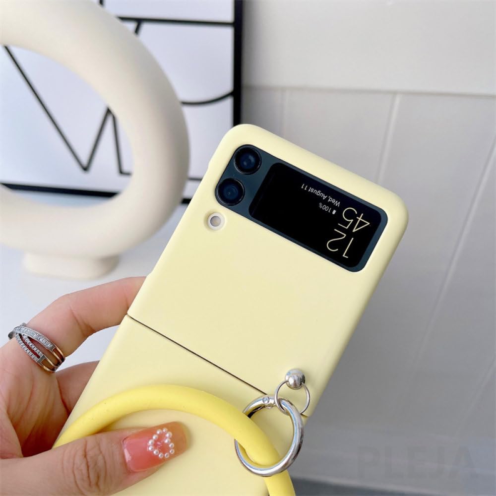 Rubber Bracelet Phone Case for Samsung Galaxy Z Flip 3 Flip3 ZFlip3 Hard PC Cover Plain Color Shell Hand Ring,Z5,for Galaxy Z Flip 3